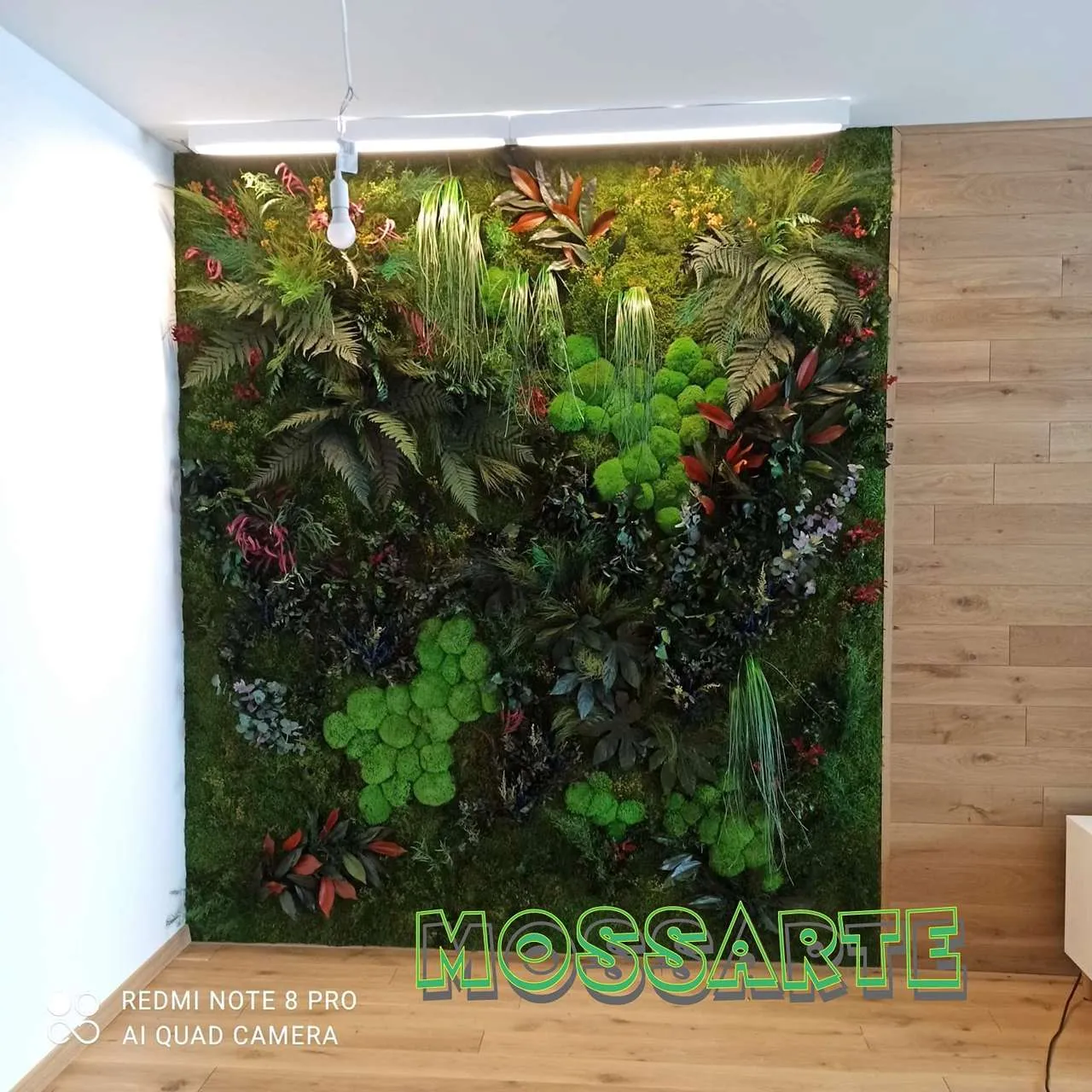 Zielona ściana z roślin stabilizowanych i mchu – aranżacja wnętrza