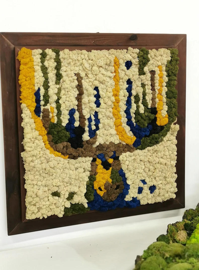 zieleń w mieszkaniu – dekoracyjny obraz z chrobotka stabilizowanego